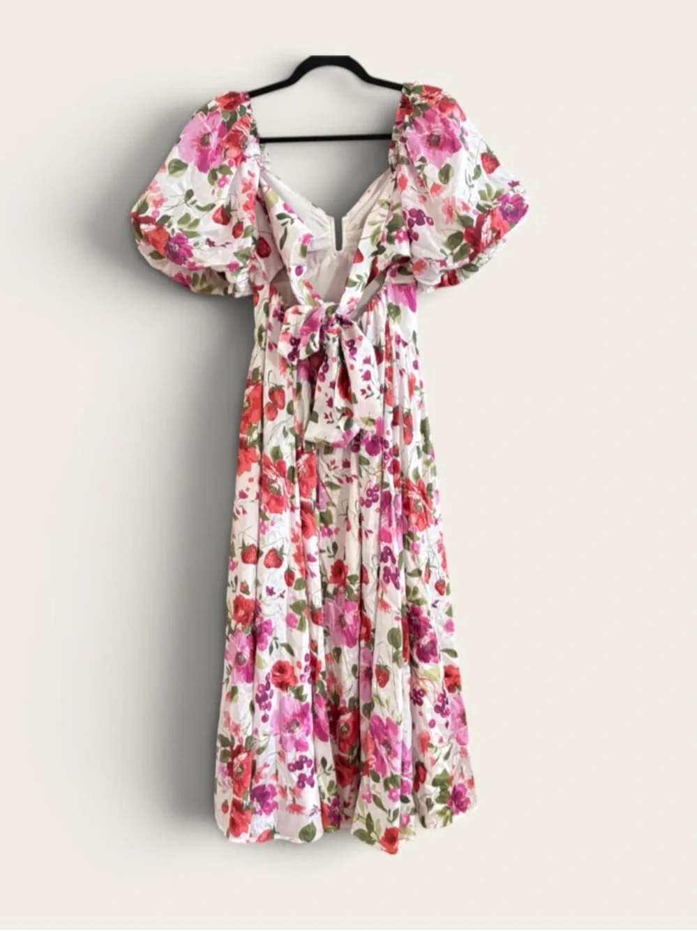 Abercrombie & Fitch White Maxi Dress with Pink and Red Floral Print